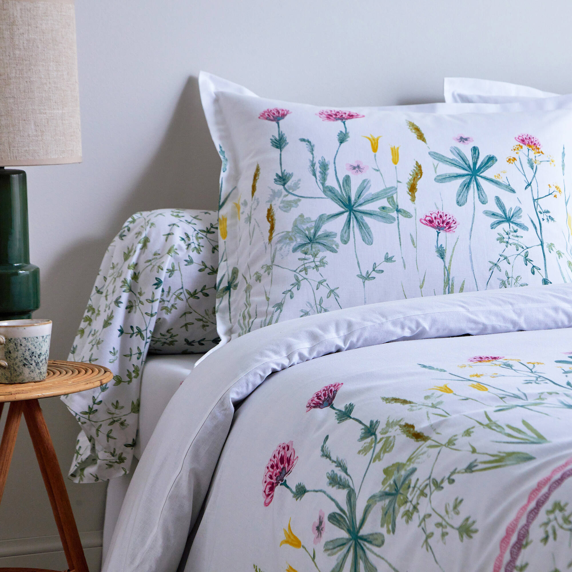 Linge de lit Julie en coton imprimé herbier