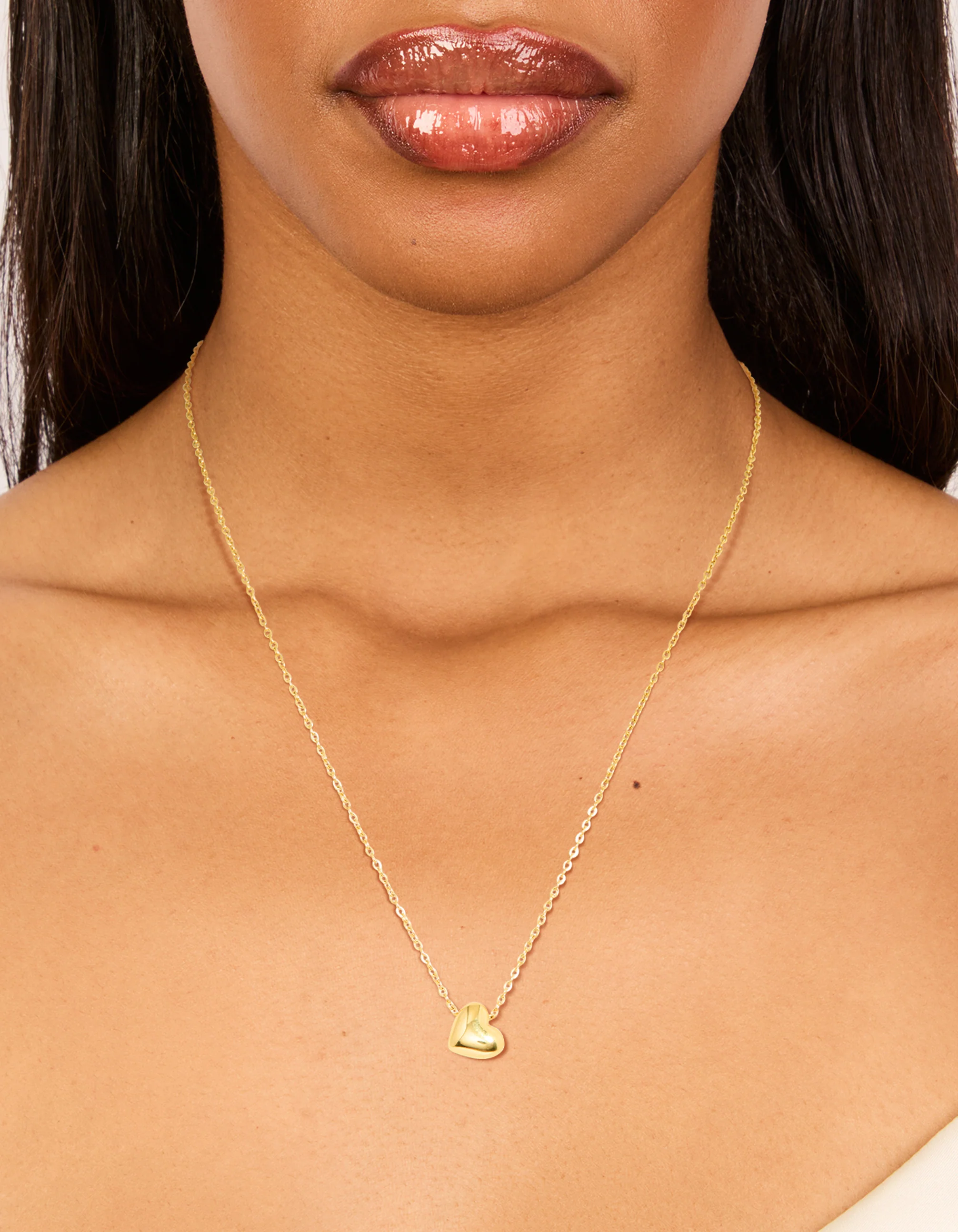 Waterproof Gold Plated Stainless Steel Chunky Heart Pendant Necklace
