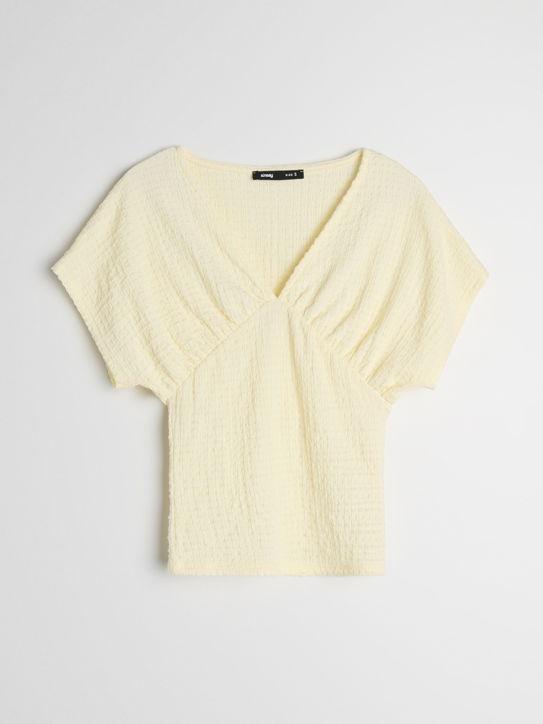 Bluzka z dekoltem V i marszczeniem z przodu
