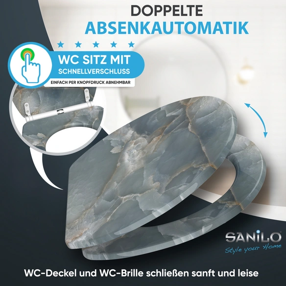 WC-Sitz »Marmor Italia«, mit Schnellverschluss Marmor It, Grau, Oval