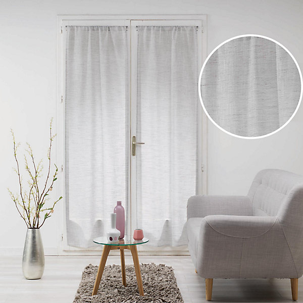 Paire de voilages droits passe-tringle 2 x 70 x 200 cm Effet lin tissé Milza Gris
