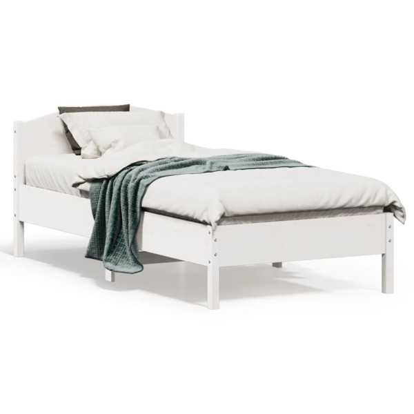 Rama łóżka bez materaca biała 75x190 cm lite drewno sosnowe