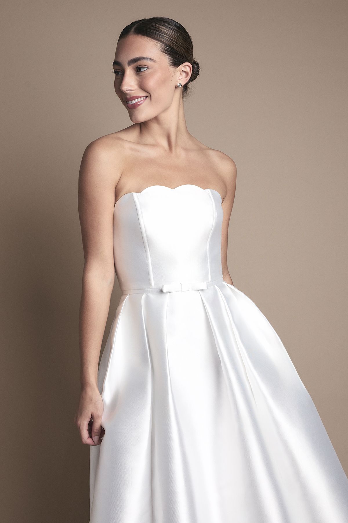 Coast Scalloped Strapless Midi Wedding Dress