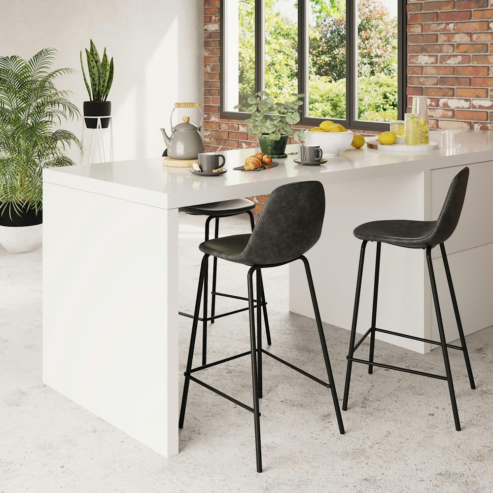 HENRIK - Chaise pour îlot central en gris/noir 65 cm (lot de 2)