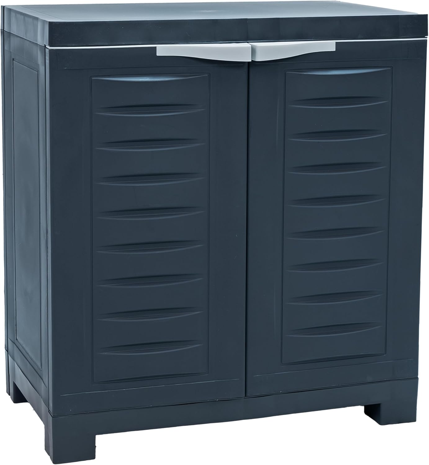 Sunnydaze 25.5 H Resin Garage Storage Cabinet - Garage Cabinet with Adjustable Shelf - Freestanding Utility Storage for Laundry Room, Office, Basement - Charcoal