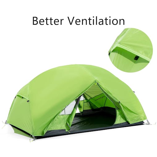 NNEOBA 2-Person Double-Layer Camping Tent Waterproof BackpackingGreen