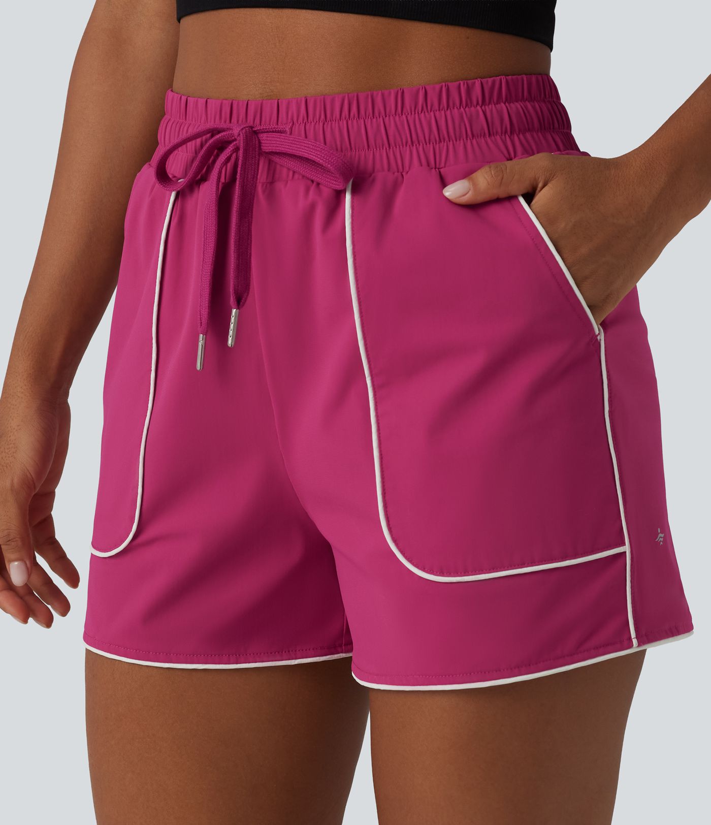 Short de sport taille haute cordon de serrage séchage rapide effet frais InstantCool 7,5 cm avec poches, protection solaire UPF40