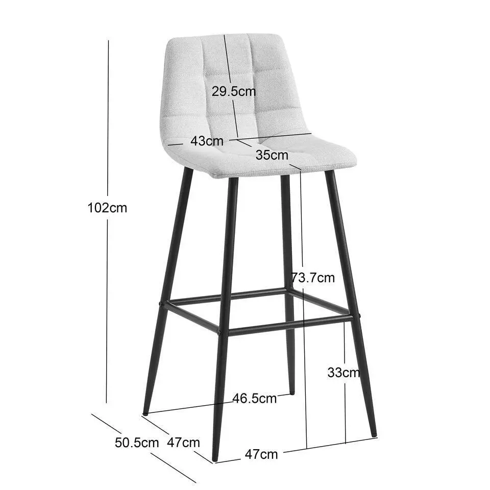 Set van 2 metalen barkrukken met witte lussen
