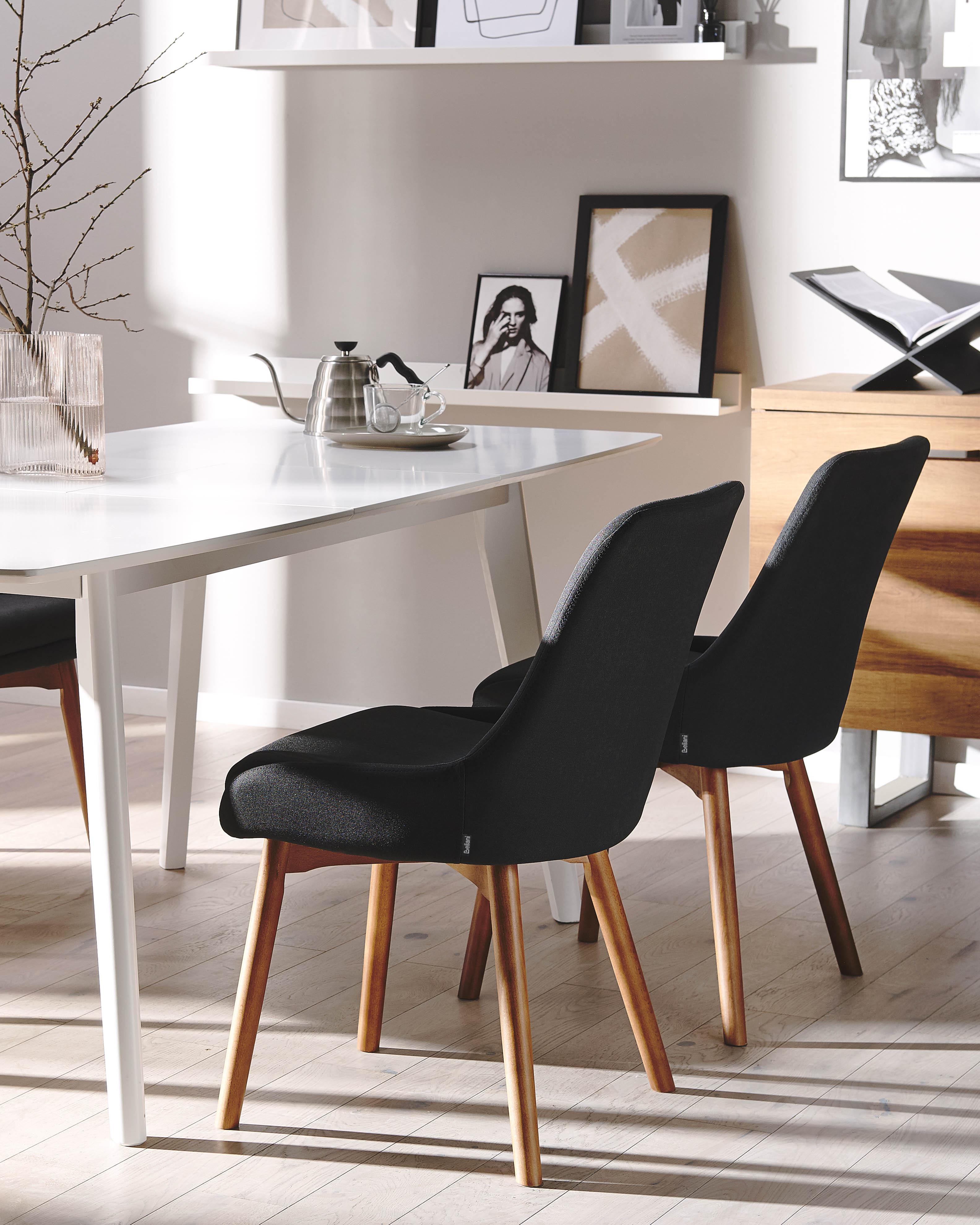 Set of 2 Dining Chairs MELFORT Fabric Black