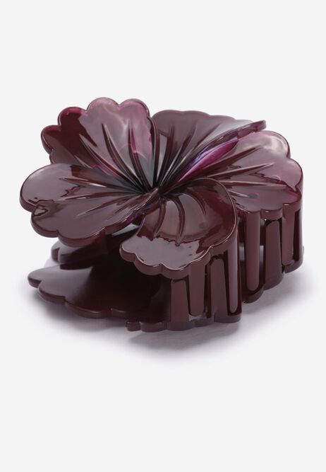 Womens Burgundy Winter Flower Hair Clip