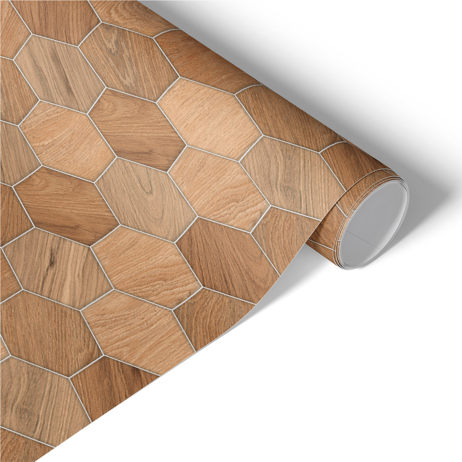 Folia meblowa Drewniane heksagony 50x100 Okleina samoprzylepna DIY