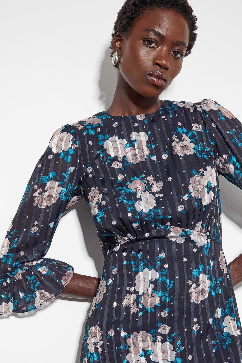 Monsoon Drew Floral Burnout Midi Dress