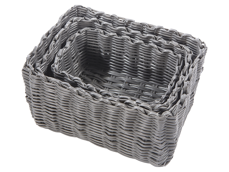 Komplet plastikowych koszyków 3 szt. szare