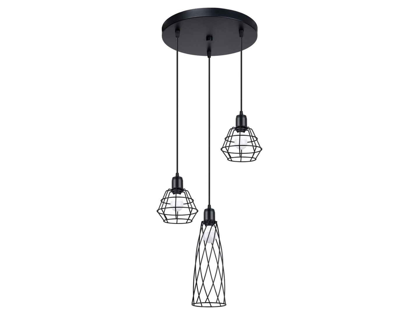 Lampa wisząca Suba 3-punktowa120 cm stalowa czarna