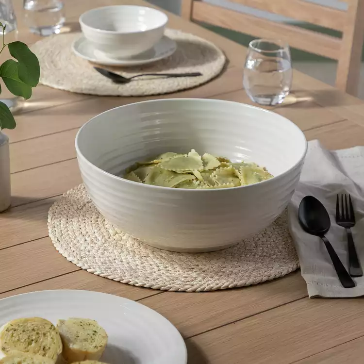 Habitat Ripple Stoneware Serving Bowl - Cream