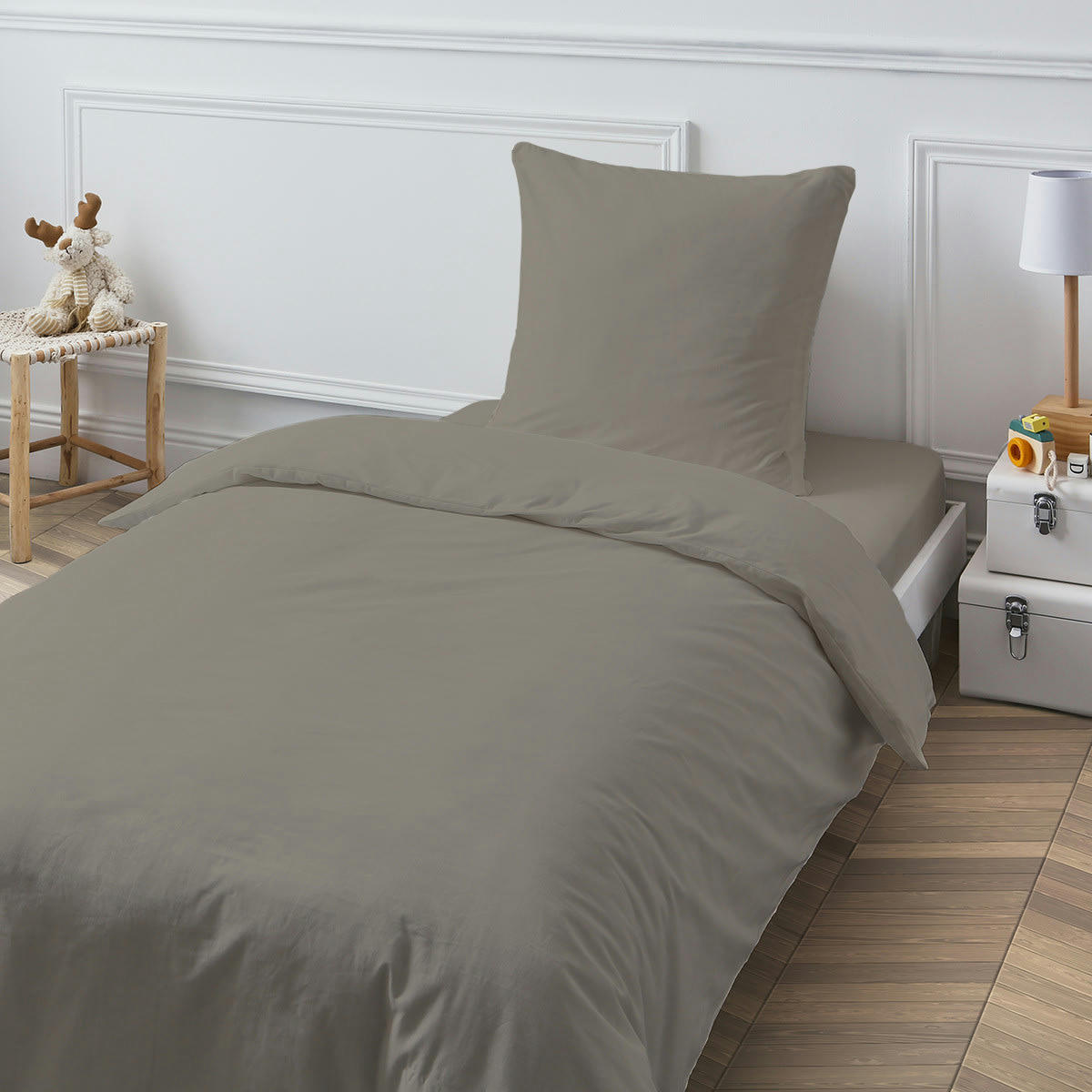 COTON UNIS - Housse de couette coton  unie vison 140x200cm