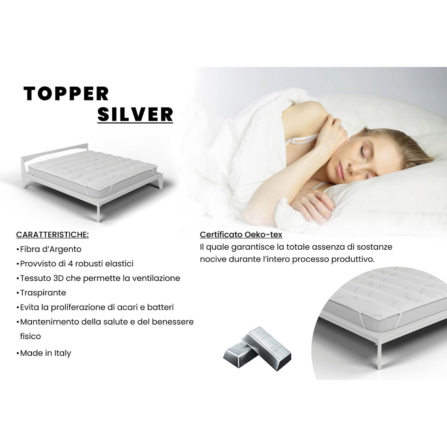 Topper 1 piazza e mezza Silver Datex