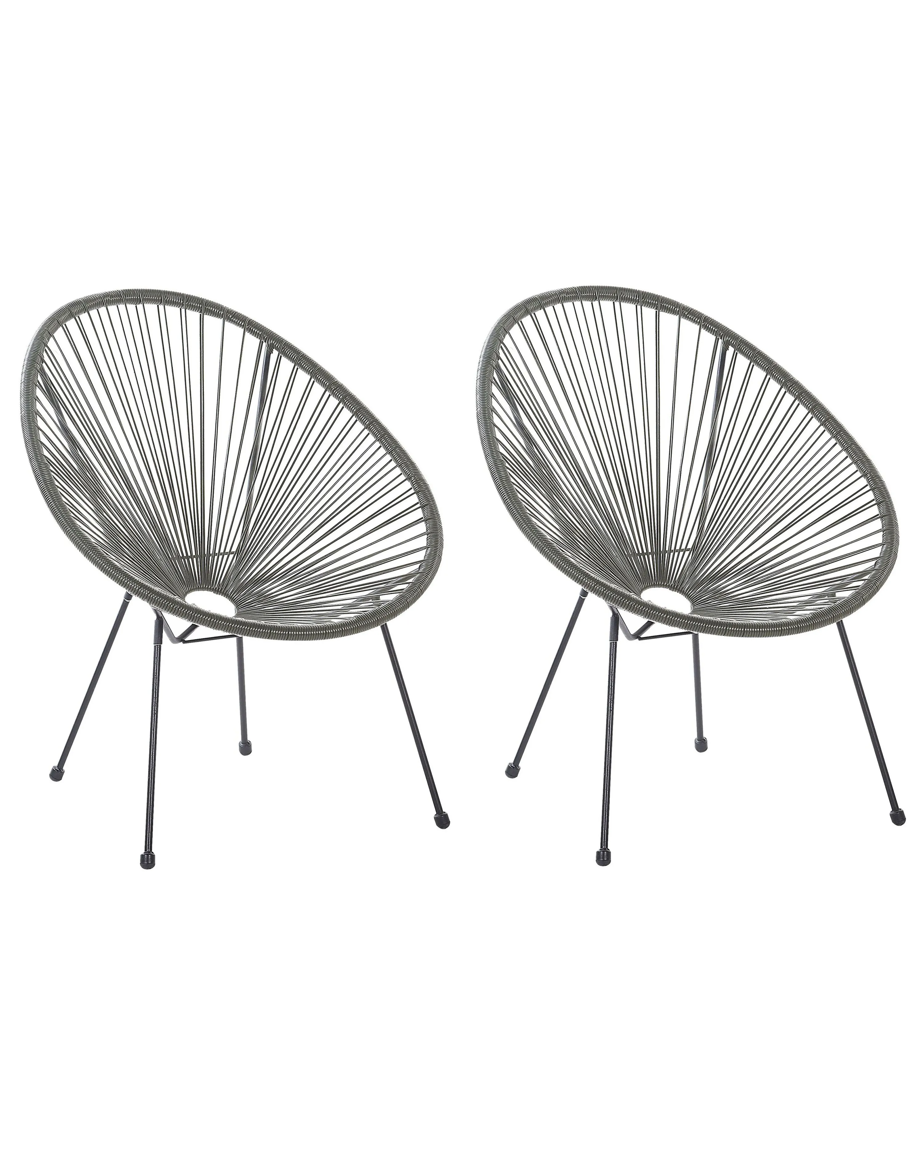 Set of 2 Garden Chairs ACAPULCO II PE Rattan Dark Grey
