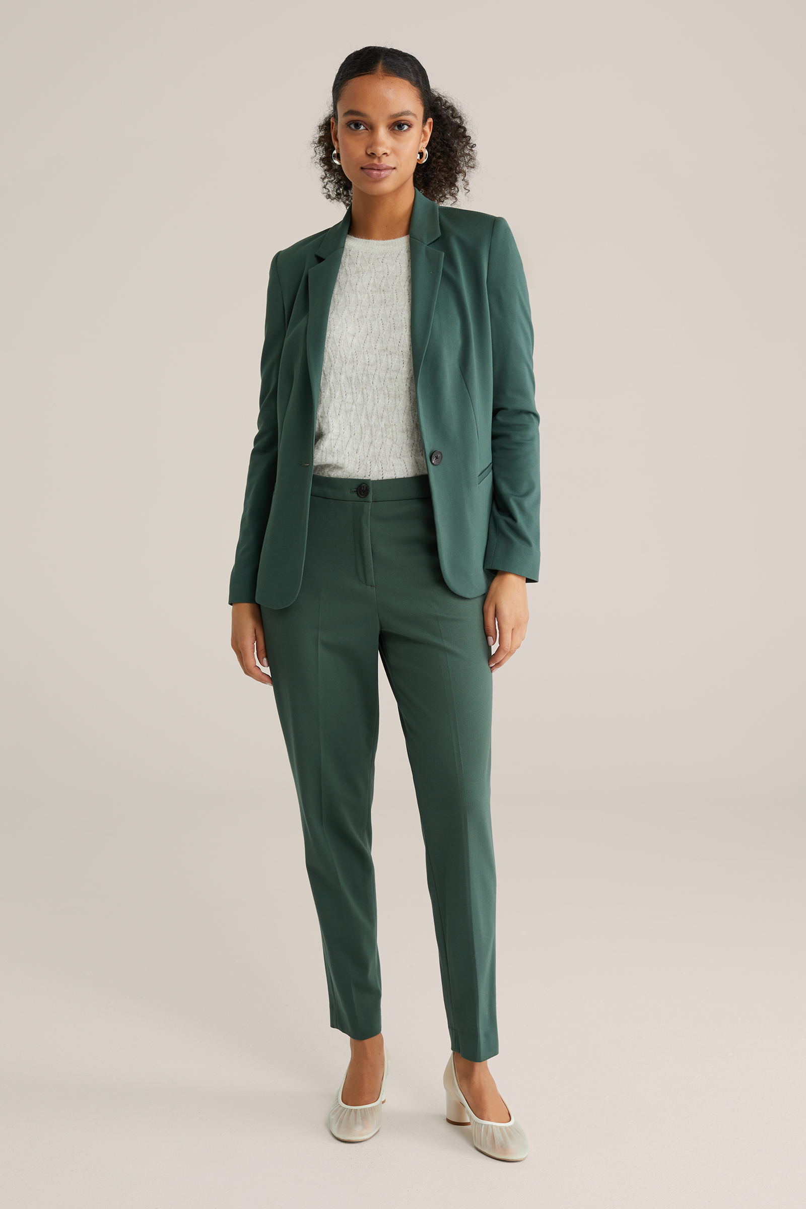 Dames getailleerde jersey blazer met stretch