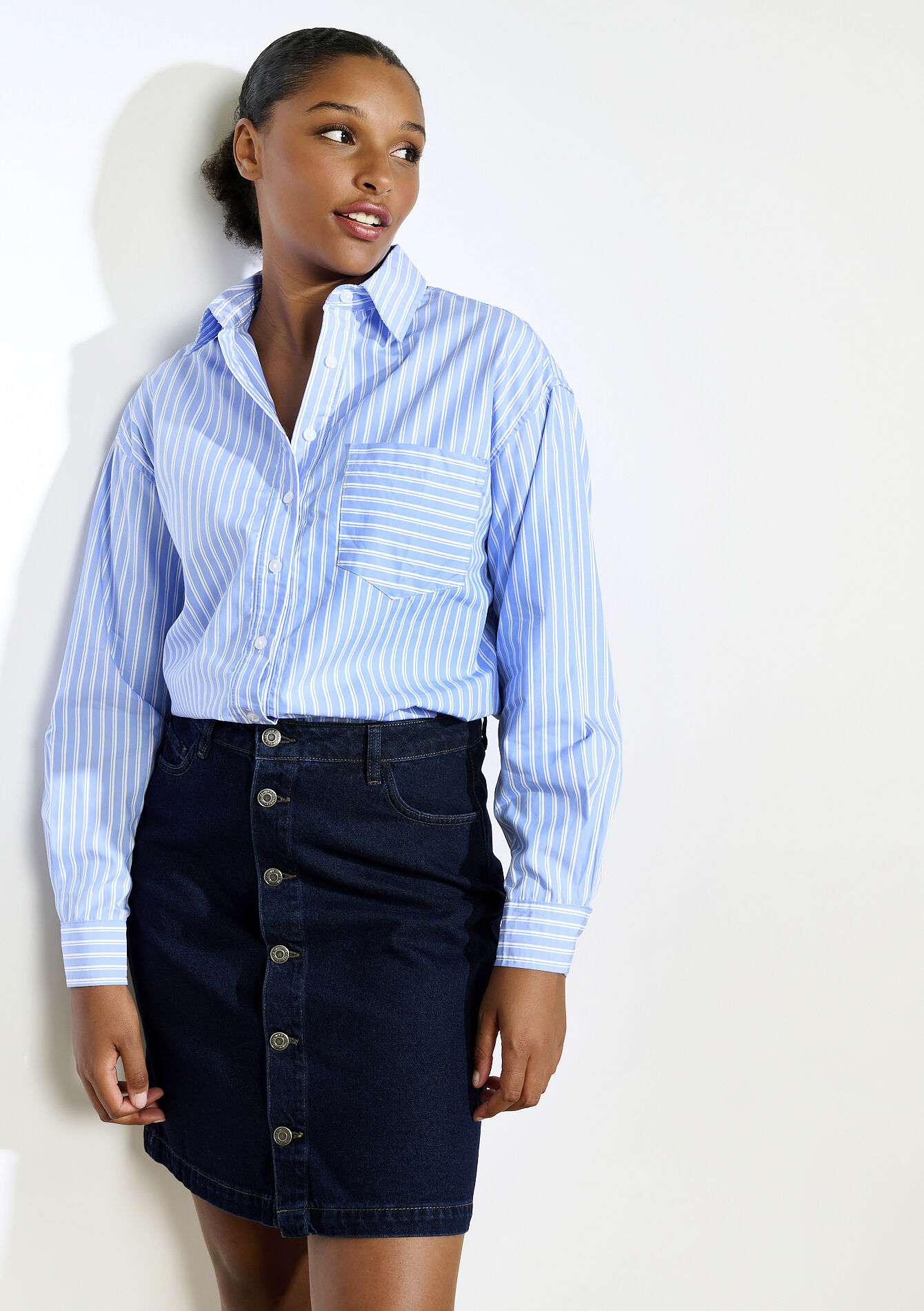 Oversized gestreept hemd