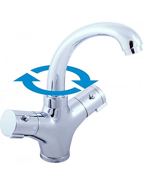 Mitigeur lavabo thermostatique en laiton noir mat