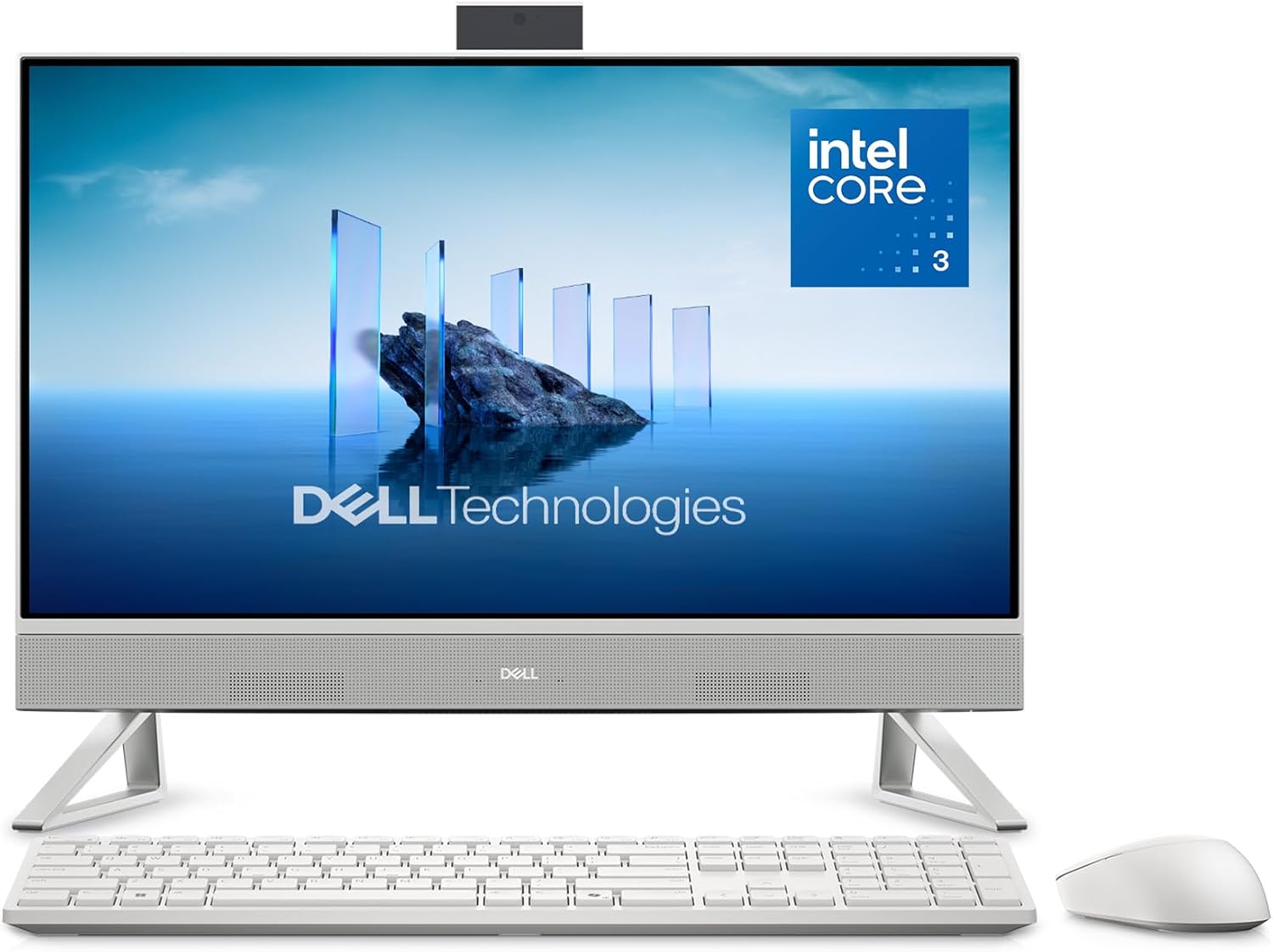 Dell 24 All-in-One Desktop ec24250-23.8-inch FHD Display  Intel Core 3 Processor 100U  Intel Graphics  8GB DDR5 RAM  512GB SSD  Windows 11 Home  Onsite Service+6 Months Retail Migrate - White