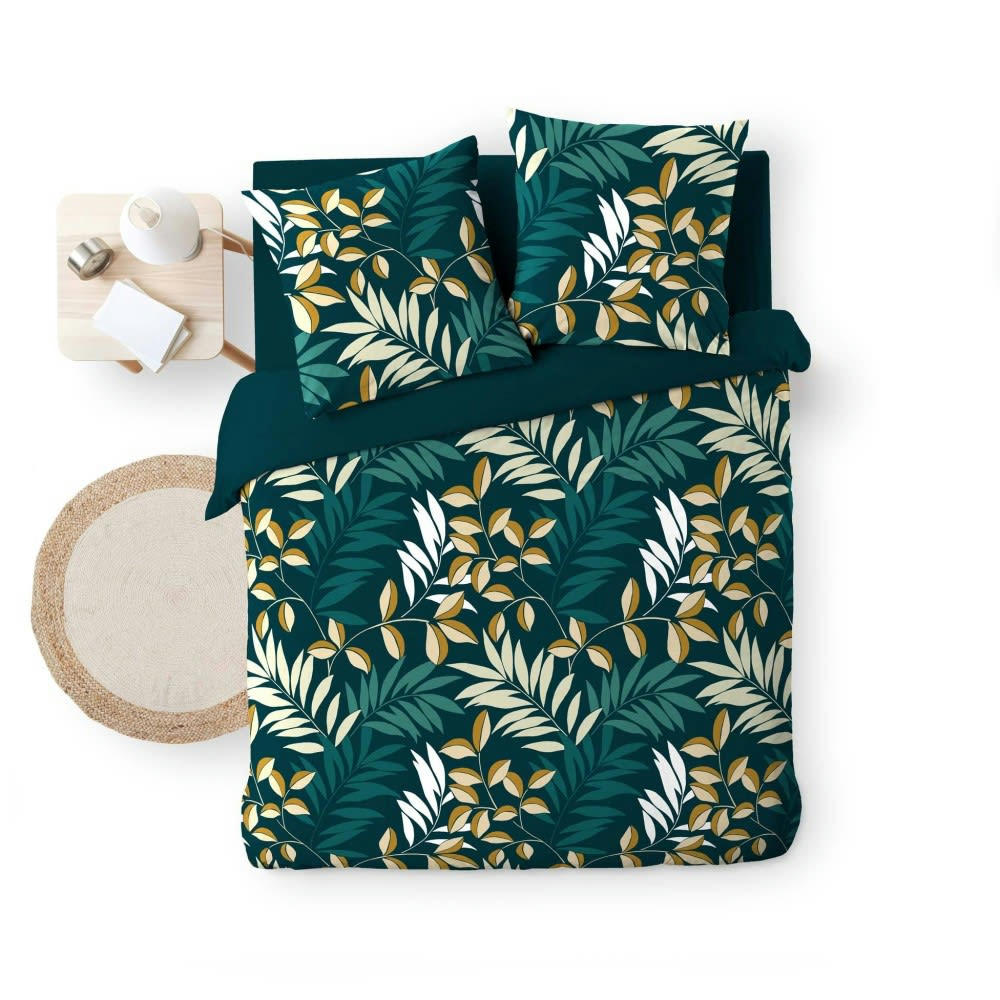 - Parure de couette 100% coton 57 fils imprimée 260x240 2 taies