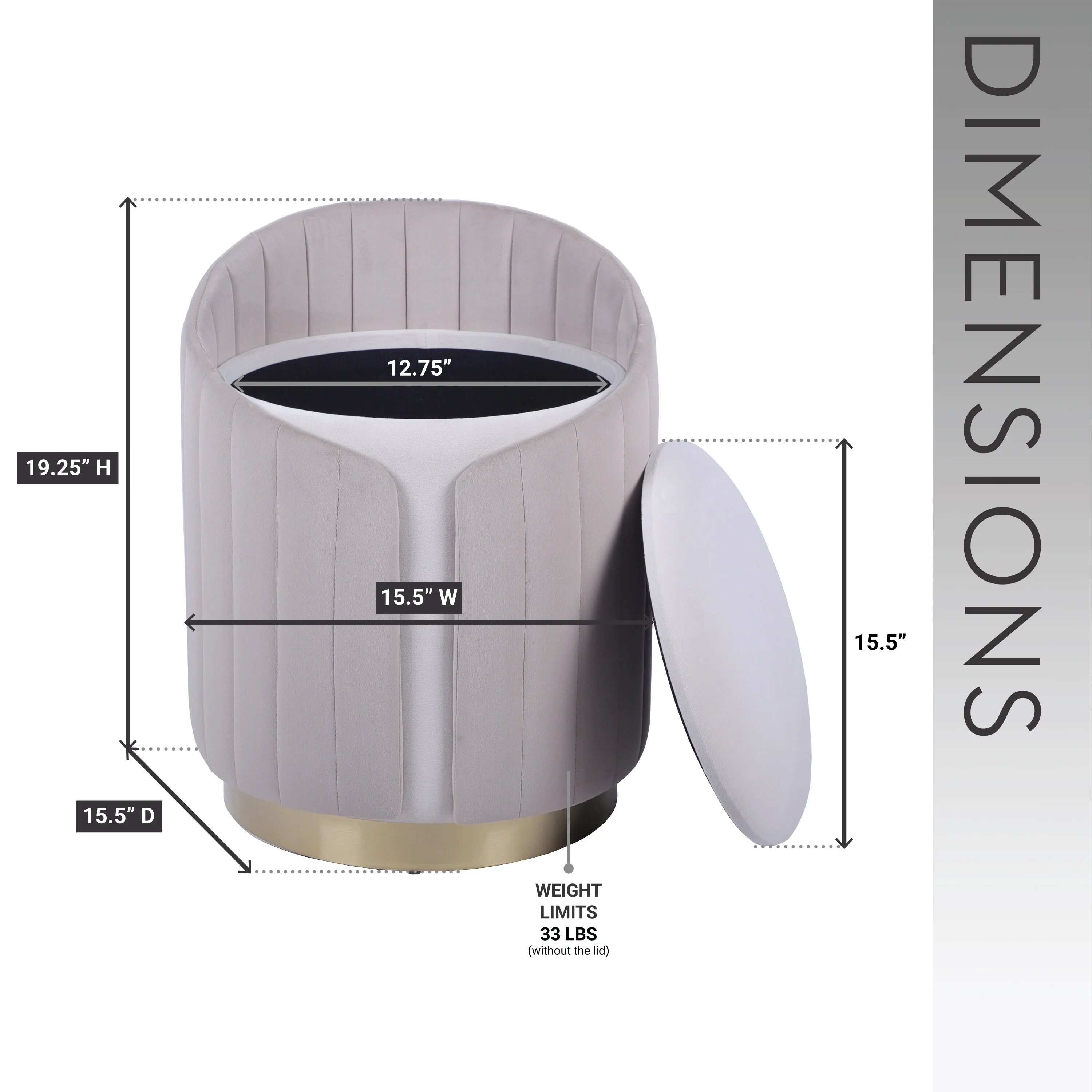 TwoToned Ottoman Comfortable choice, multiple functions, classic design, and cozy corners with Storage or Vanity Stool,