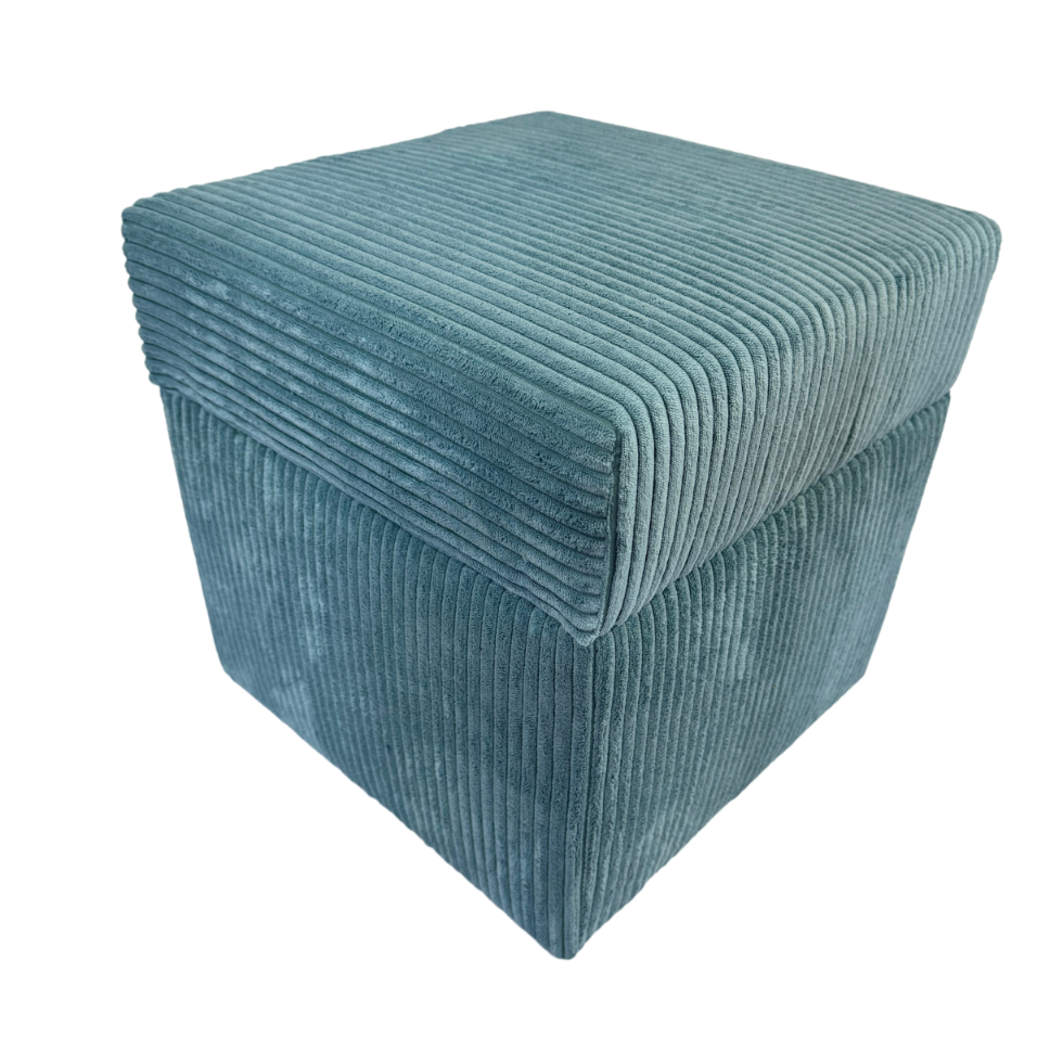 Pufa sztruks POSO 40x40 tapicerowana kwadratowa ze schowkiem morska