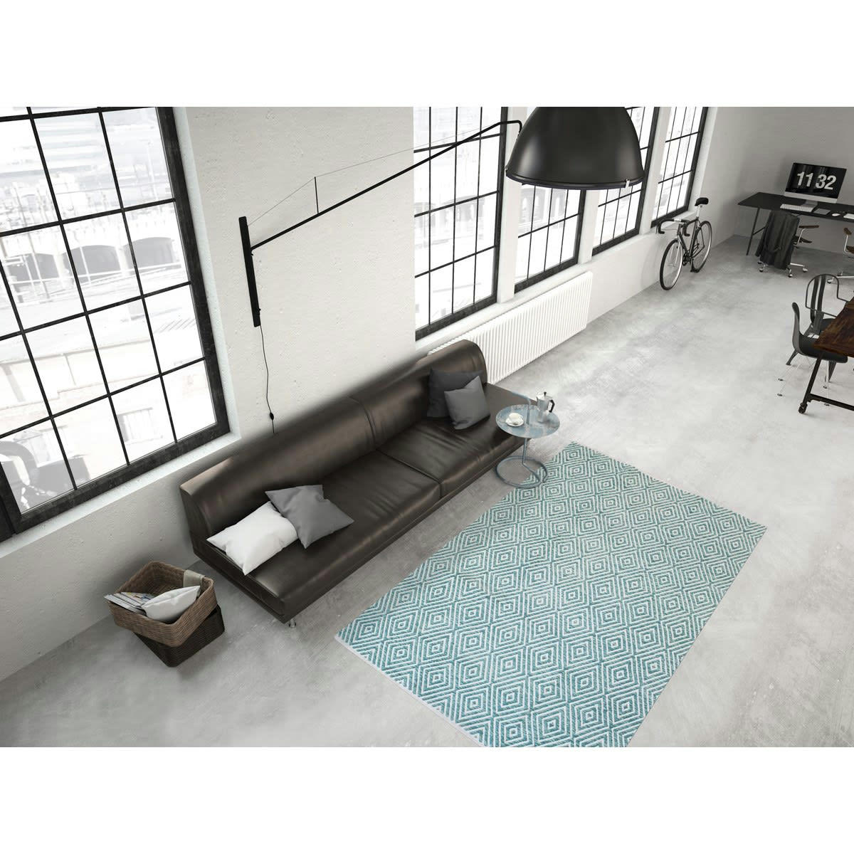 GLAZE - Tapis design en Coton Bleu ciel 160x230 cm