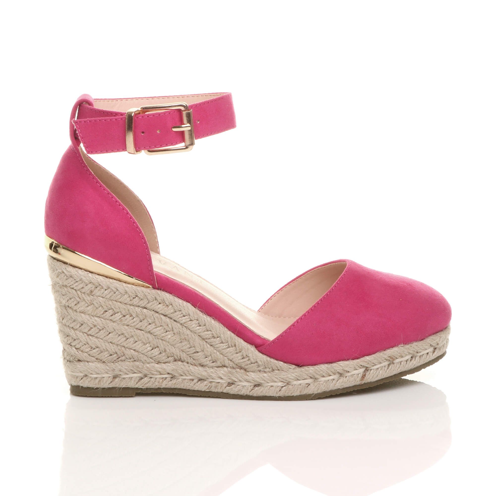 AJVANI Mid Wedge Heel Ankle Strap Espadrille Sandals
