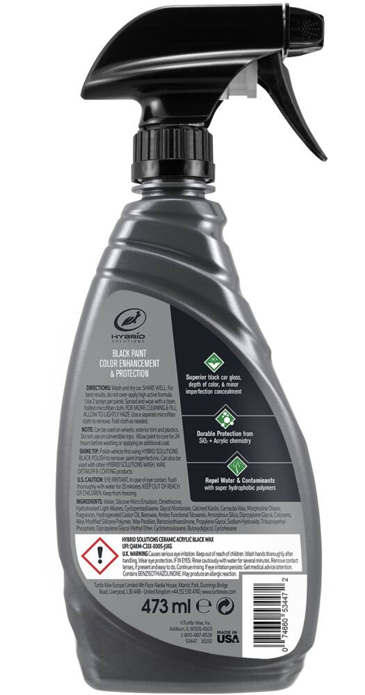 Turtle Wax Hybrid Solutions Car Ceramic Acrylic Black Wax Spray, 473-mL