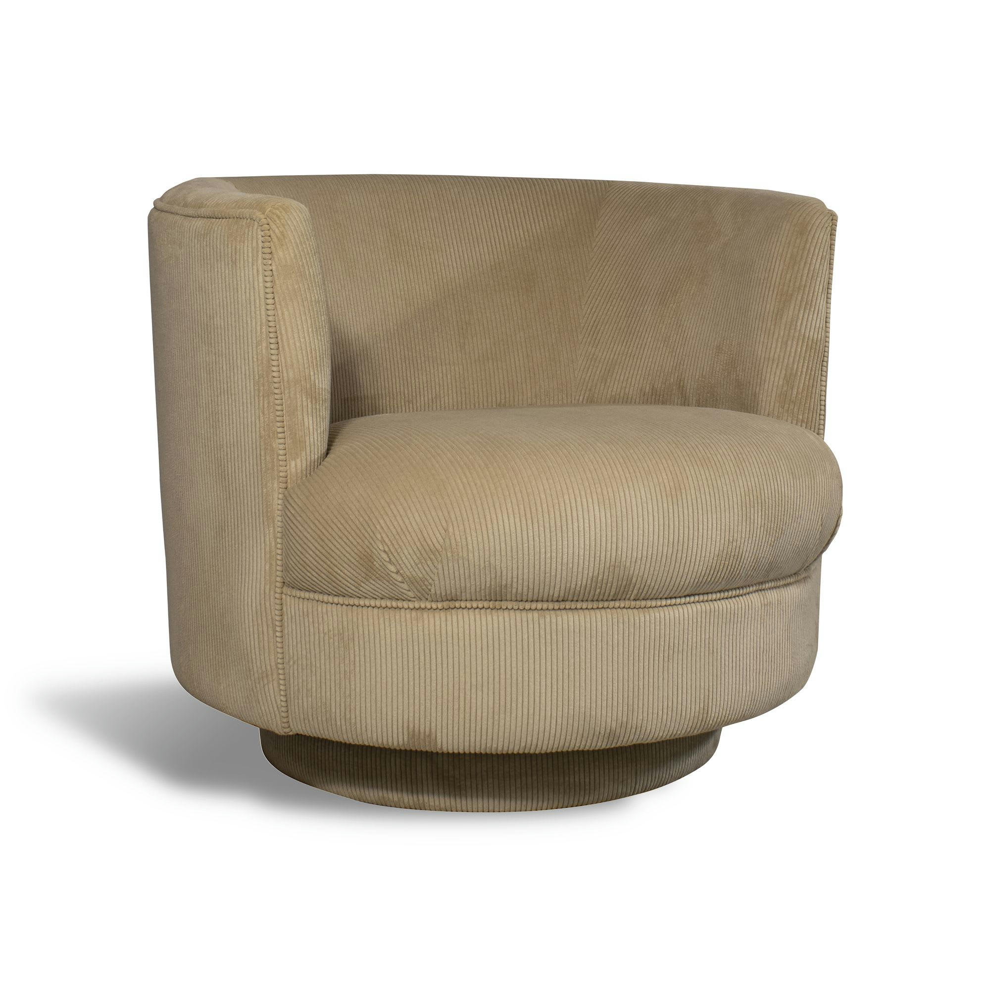 SIRK - Fauteuil tournant en velours cotelé beige