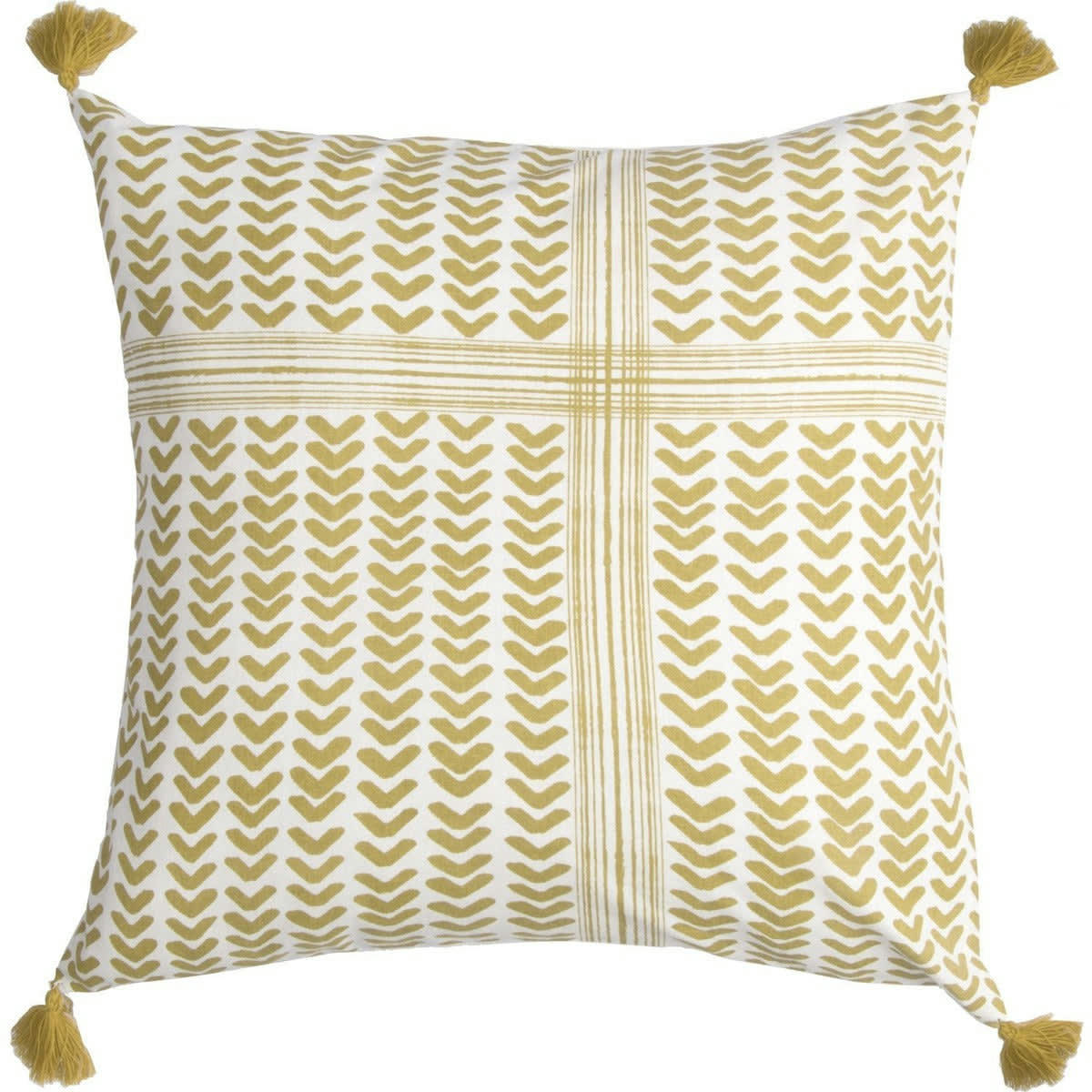 ZANZIBAR - Housse de coussin coton  50x50 jaune zeste