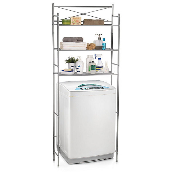 Etagère de salle de bain MARSA, rangement pour WC/lave-linge, en métal laqué gris foncé