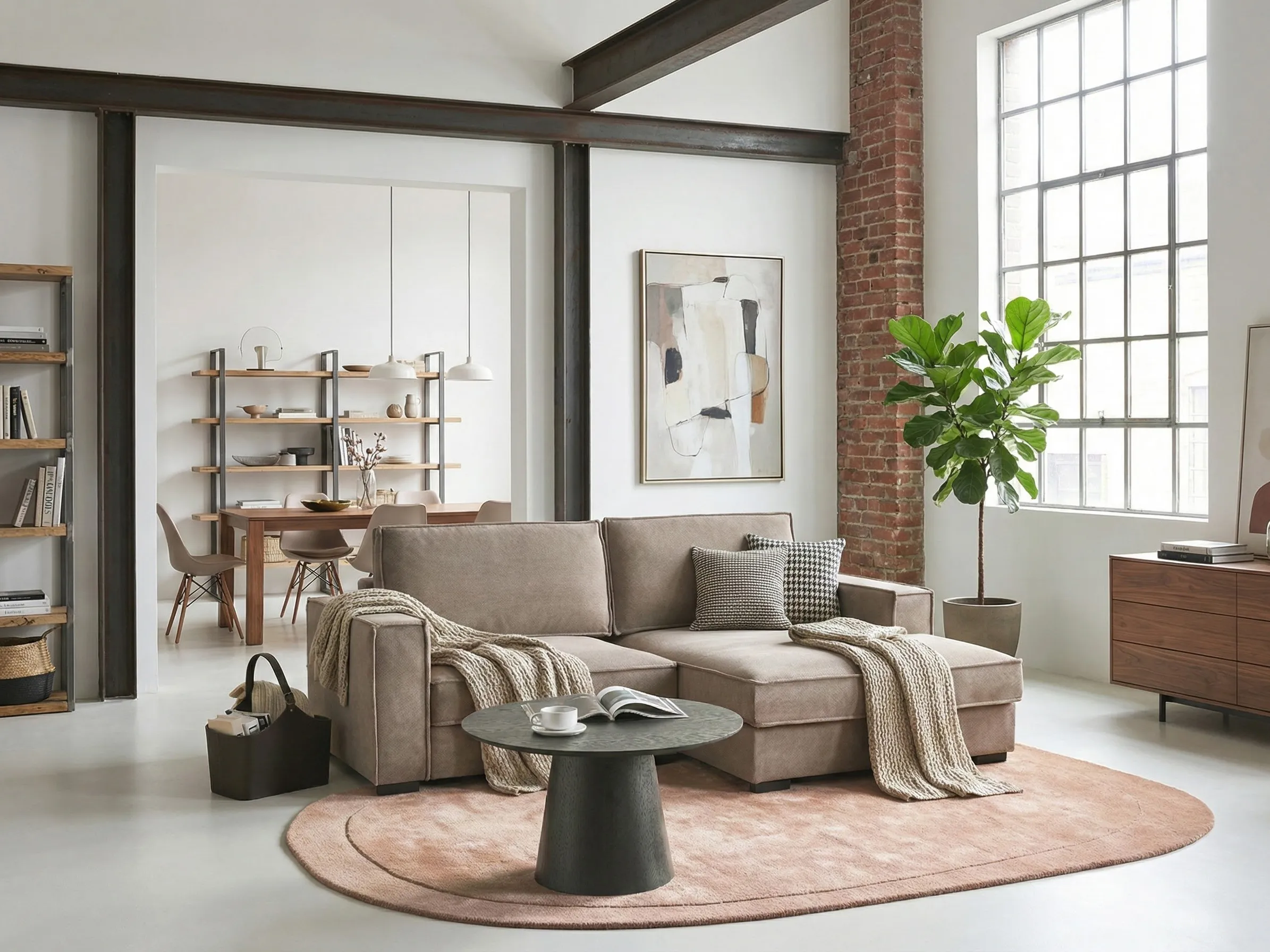 Corner Sofa KOLDING Fabric Taupe Left Hand