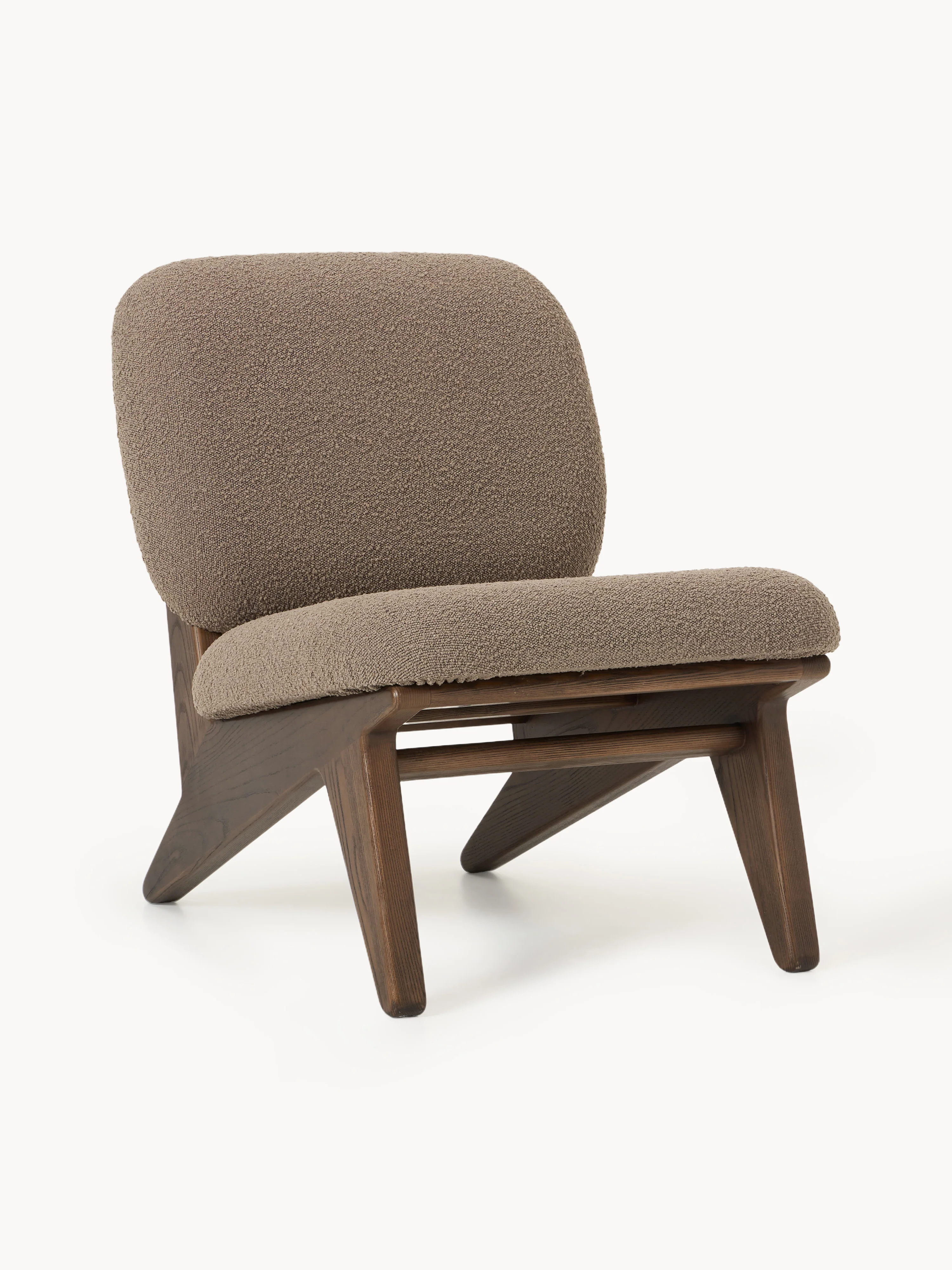Bouclé-Loungesessel Shenay aus Eschenholz