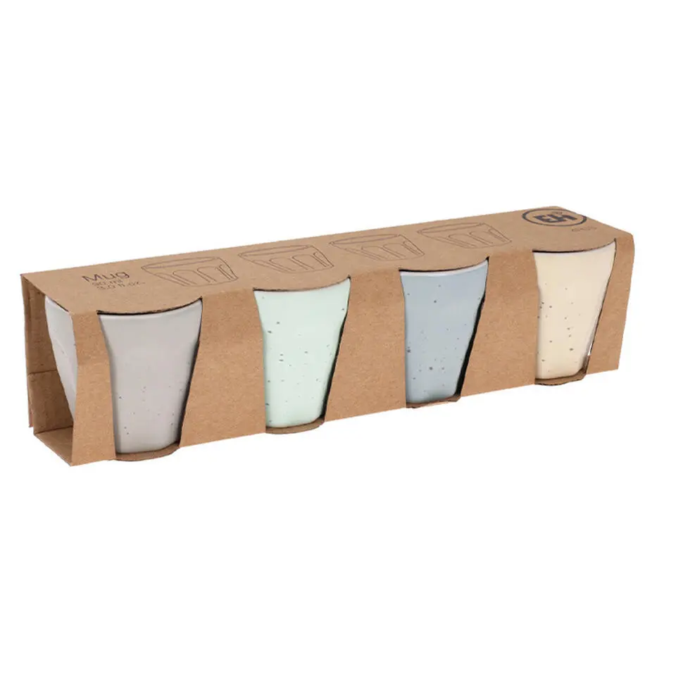 Excellent Houseware Koffiekop - 4x - porselein - 90 ml - gekleurd