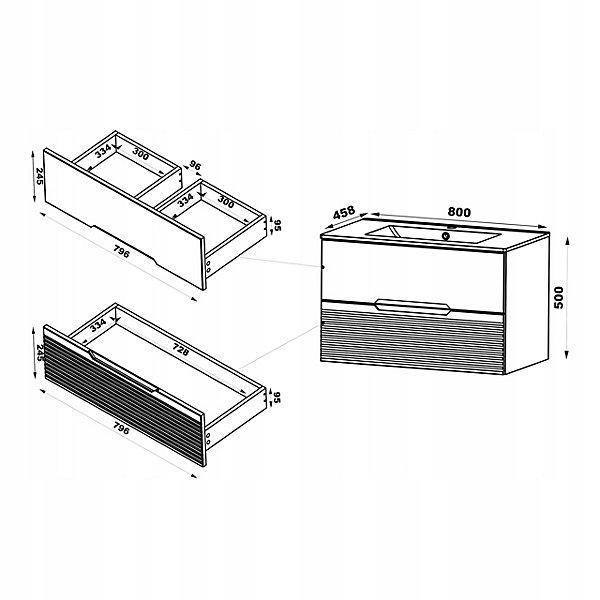 Meuble de salle de bain sous vasque suspendu AVELLA noyer et noir 80 cm