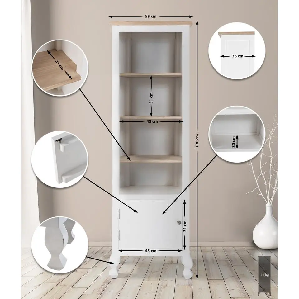 CLP Boekenkast Dorma Hout - natura/wit