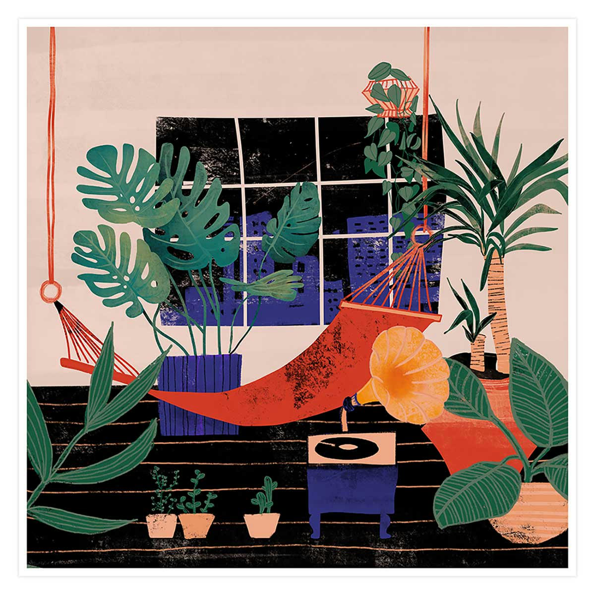 - Affiche illustration chill tropical sans cadre 50x50cm