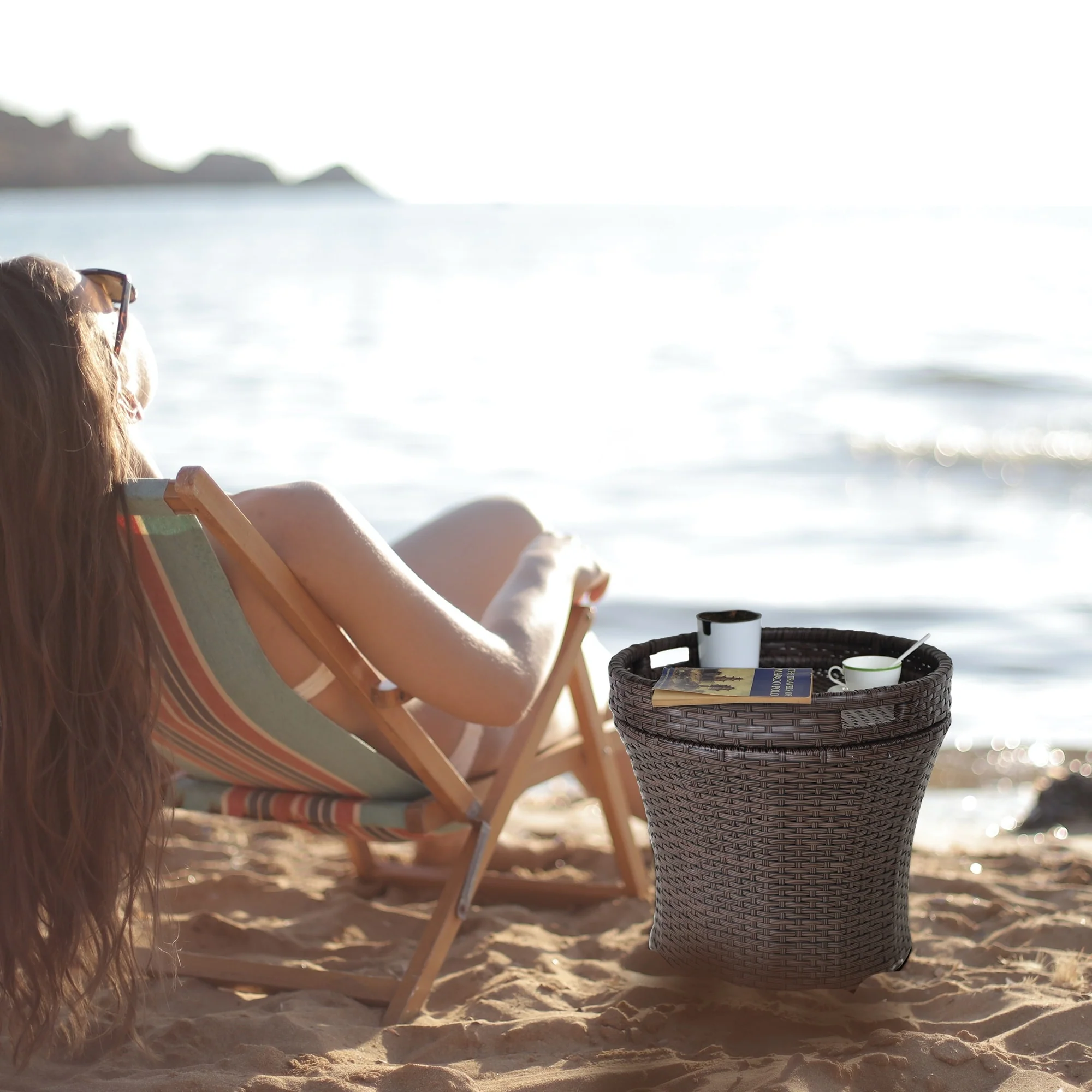 20 Inch Wide Patio Accent Side Table with Storage