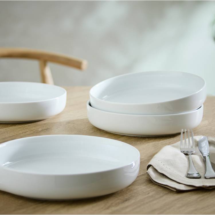 Habitat Riko Blate Set of 4 Porcelain Blates - White