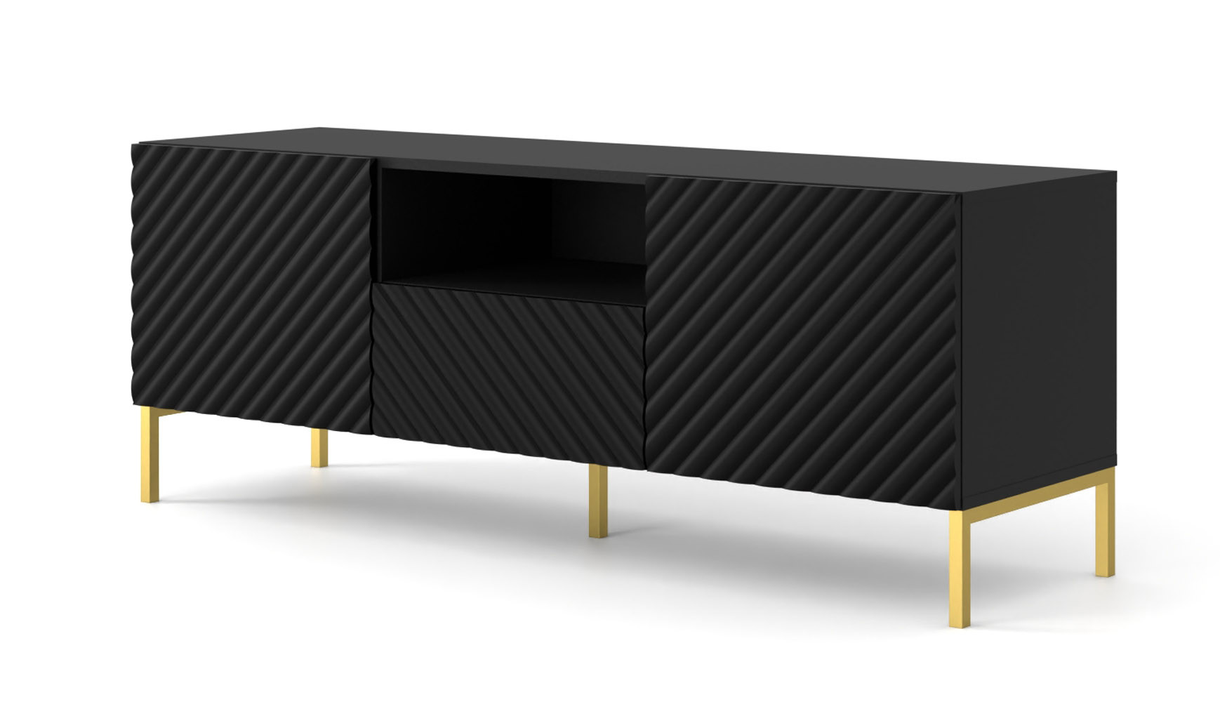 Szafka RTV SURF 150 cm 2D1S frez czarny mat