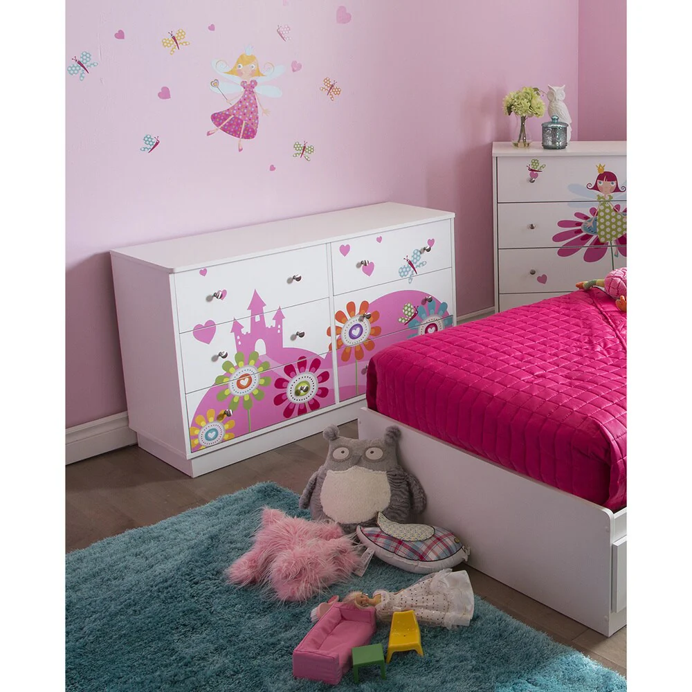 South Shore Joy 6-Drawer Double Dresser with Flowers and Castle Ottograff Decals