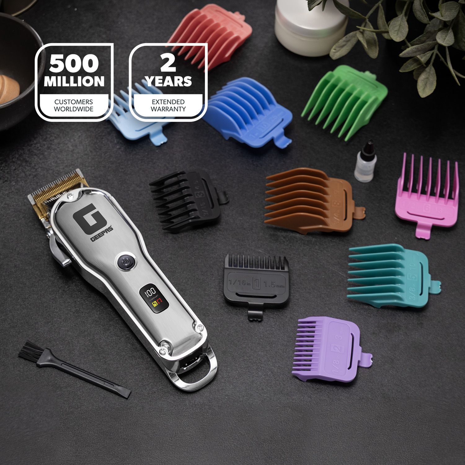 Geepas Hair & Beard Trimmer with LED Display, Waterproof, 240min Runtime