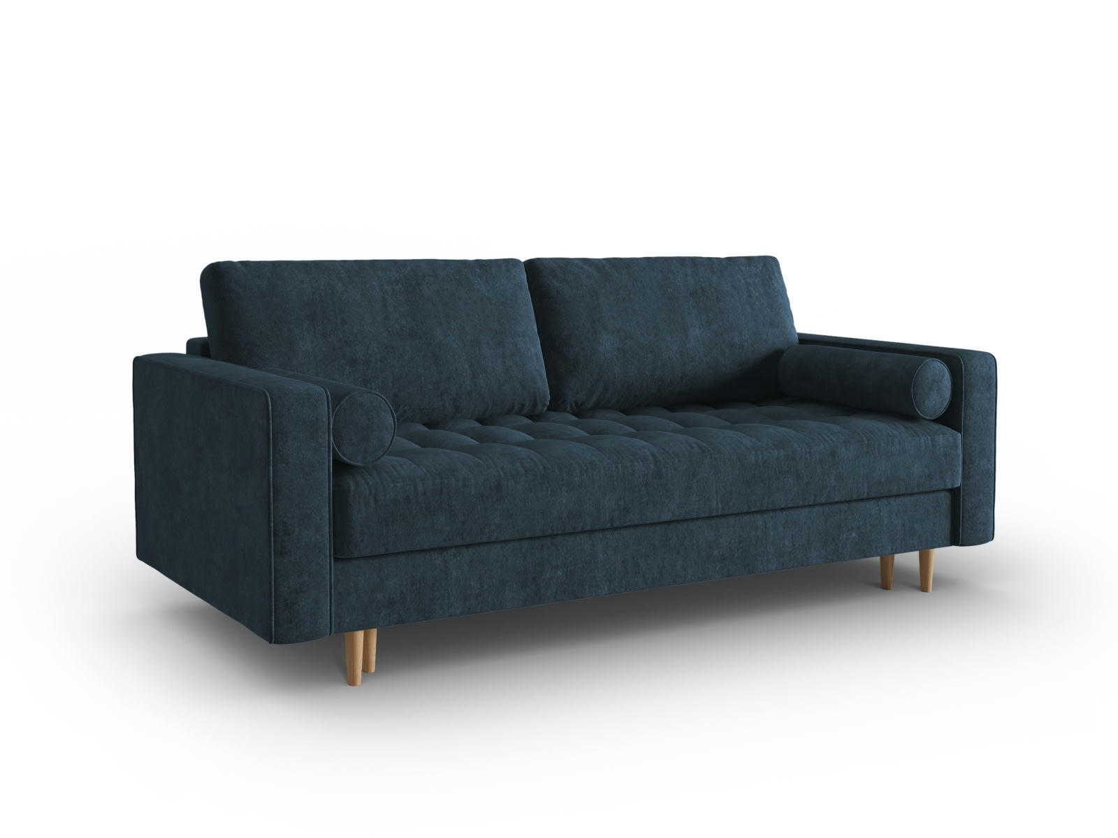 GOBI - Canapé convertible 3 places en tissu structuré bleu foncé