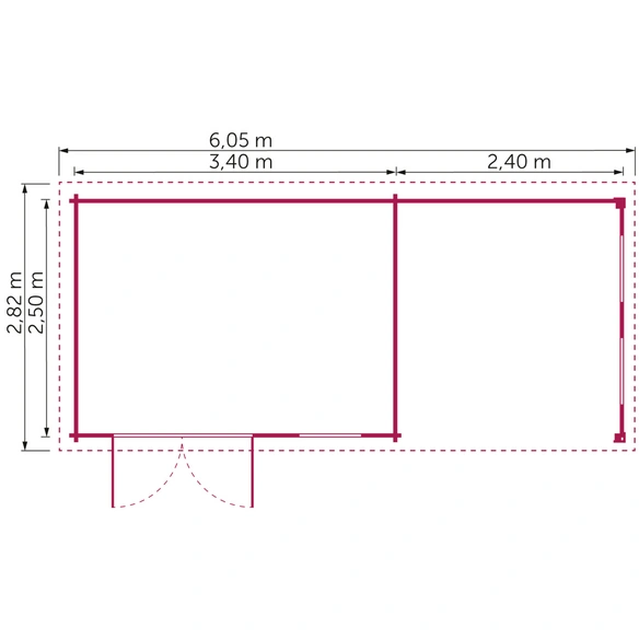 Gartenhaus »Neapel«, Holz, BxHxT: 605 x 219 x 282 cm (Außenmaß inkl. Dachüberstand)