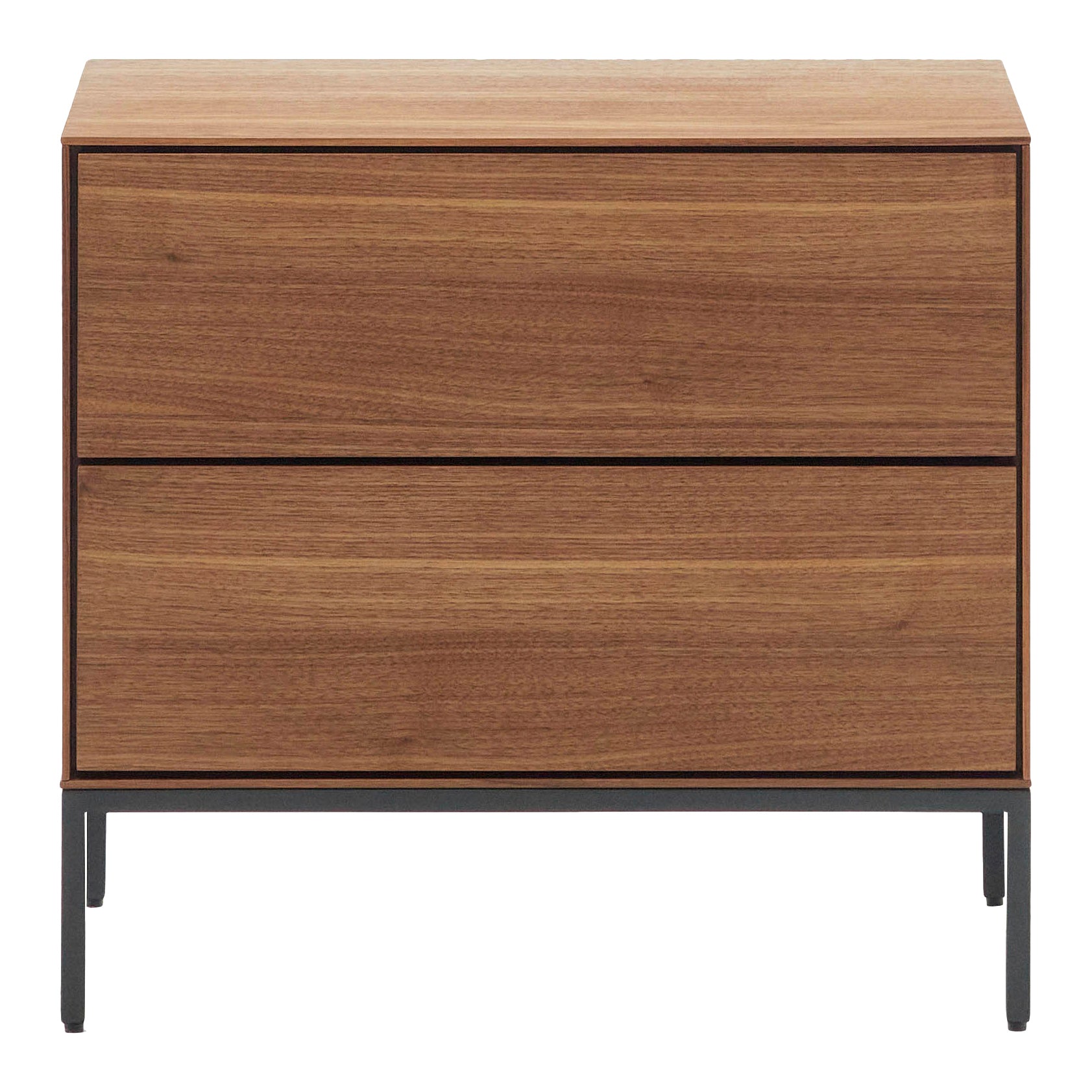 Kave Home - Vedrana bijzettafel, 2 laden in walnootfineer en zwarte