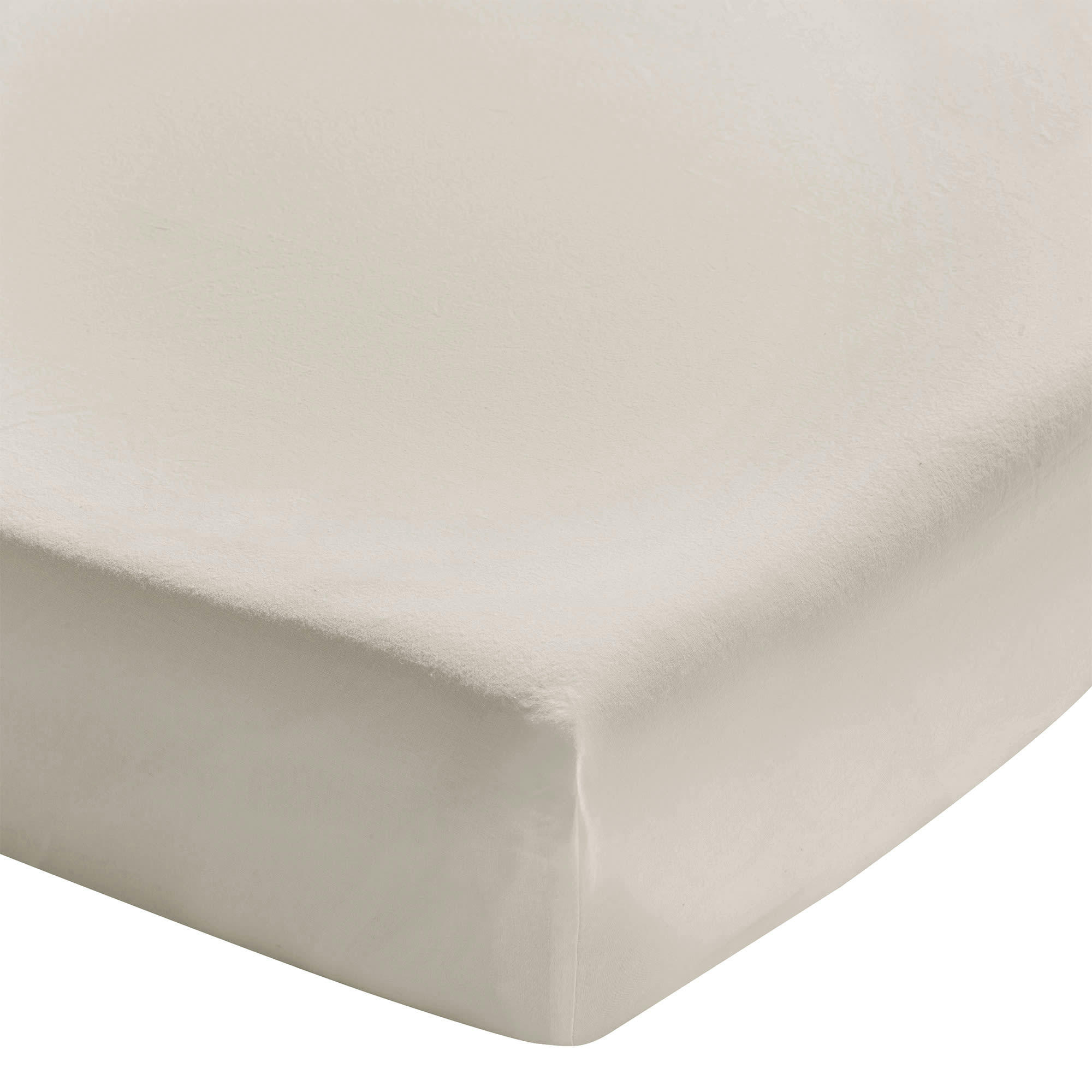 SOFT LINE - Drap housse uni en coton lavé Biscuit 90x200